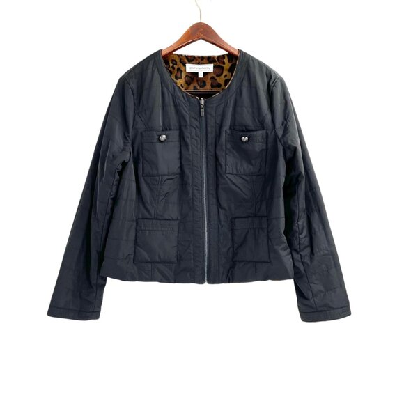 NWT Pamela McCoy Collection Reversible Quilted Faux Fur Leopard Print Jacket L - Picture 6 of 10